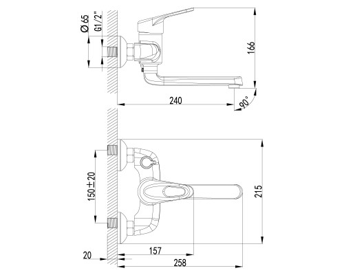 Смеситель для ванны Lemark Luna (LM4114C)