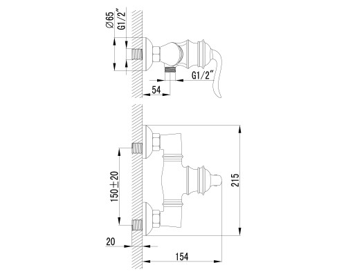 Смеситель для душа Lemark Brava (LM4703G) Смеситель для душа Lemark Brava (LM4703G)