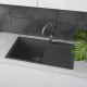 Кухонная мойка Lemark IMANDRA 840 врезная прямоугольная с крылом из кварцгранита цвет: Антрацит  (9910031)