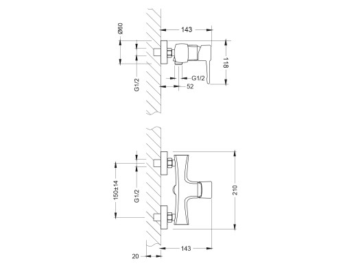 Смеситель для душа Lemark Evitta (LM0503C) Смеситель для душа Lemark Evitta (LM0503C)
