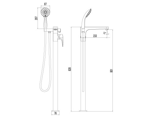 Смеситель для ванны Lemark Shift (LM4344C)