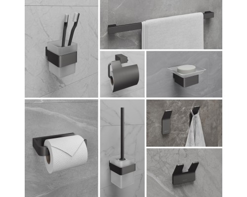 Крючок одинарный Lemark SMOOTH LINE для полотенец и халатов, графит (9716003)