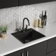 Кухонная мойка Lemark HANKA 570 врезная прямоугольная из кварцгранита цвет: Серый шёлк (9910017)