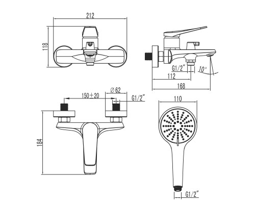 Смеситель для ванны и душа Lemark Bronx (LM3714GM)