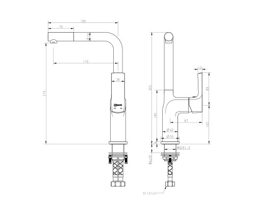 Смеситель для кухни Lemark Ursus (LM7205BL)