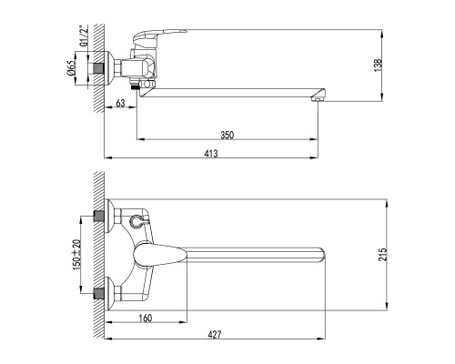 Смеситель для ванны Lemark Pramen (LM3317C)