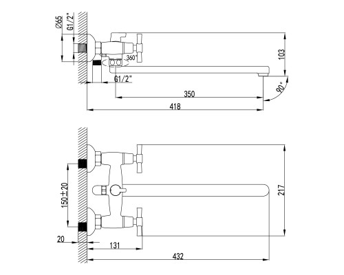 Смеситель для ванны Lemark Neo (LM2212C)