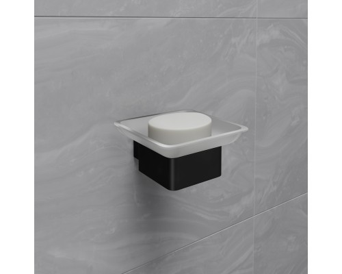 Мыльница Lemark SMOOTH LINE с держателем, чёрный матовый (9742017) Мыльница Lemark SMOOTH LINE с держателем, чёрный матовый (9742017)