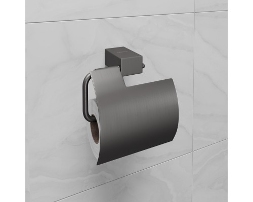 Держатель для туалетной бумаги Lemark SMOOTH LINE с крышкой, графит (9726012)
