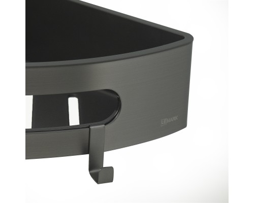 Полка для душа угловая Lemark SHELF LINE из нерж. стали с крючками, графит/вставка-пластик графит (9776048)