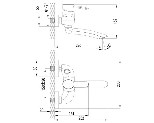 Смеситель для ванны Lemark Atlantiss (LM3214C)