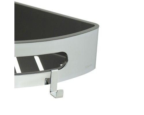 Полка для душа угловая Lemark SHELF LINE из нерж. стали с крючками, хром/вставка-пластик графит (9771046) Полка для душа угловая Lemark SHELF LINE из нерж. стали с крючками, хром/вставка-пластик графит (9771046)