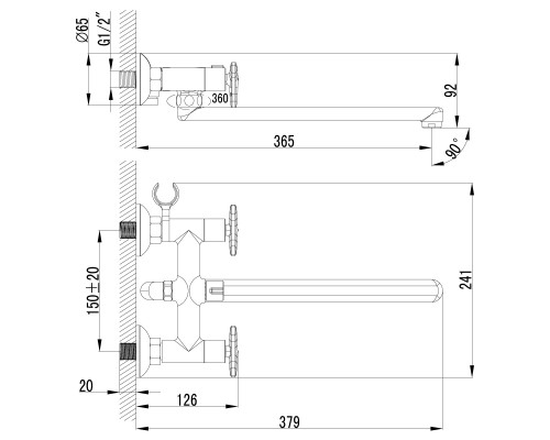 Смеситель для ванны Lemark Plus Spirit (LM1951C)