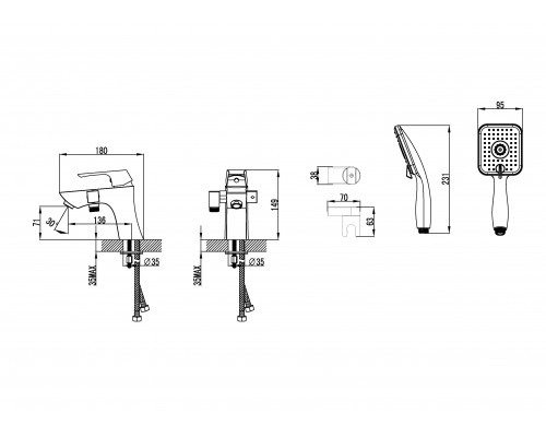 Смеситель на борт ванны Lemark Unit (LM4515C)