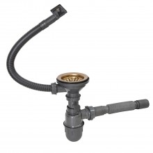 Сифон MIXLINE 3 1/2*40  с прямоуг. переливом, с гофрой 40*40  PRO БРОНЗА (551690)