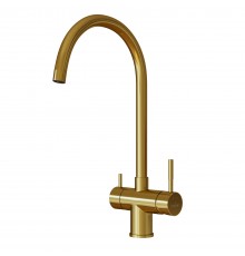 Смеситель для кухни 35k MIXLINE MLSS-0326G трубчатый излив, подкл.к фильтру, ЗОЛОТО (553827)