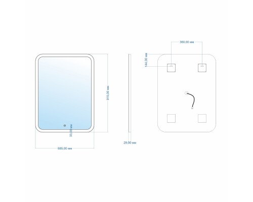 Зеркало MIXLINE "Стив" 685*915 (ШВ) сенсорный выключатель, светодиодная подсветка (547318)