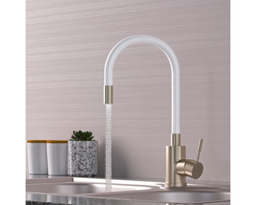 Смеситель для кухни 35k MIXLINE MLSS-0325 БЕЛЫЙ гибкий силиконовый излив (542379) Смеситель для кухни 35k MIXLINE MLSS-0325 БЕЛЫЙ гибкий силиконовый излив (542379)