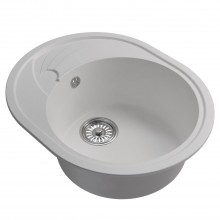 Мойка MIXLINE ML-GM17 овальная с крылом  ультра-белая  (341) 580*470*180мм NEW (551943)