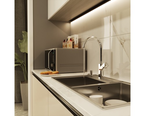Смеситель для кухни 25k MIXLINE ML27-032 "Primo" высокий излив боковая ручка (550766)
