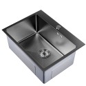 Кухонная мойка 60х45  вып 3 1/2  MIXLINE PRO 22см с сифоном черный графит НАНО (552933)