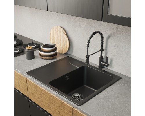 Мойка MIXLINE ML-GM26 с крылом  ультра-черная (344) 580*470*190мм NEW (552087)