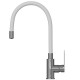 Смеситель для кухни 35к MIXLINE ML35-098 "Kitchen Line" гибкий излив, б/отв, боковая, белый (553225)