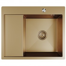 Кухонная мойка 60х50  прав. вып 3 1/2  MIXLINE PRO 20см с сифоном бронза (552928)