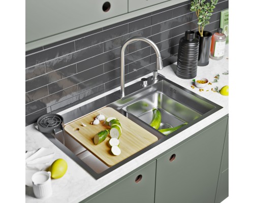 Кухонная мойка 75х46 вып 3 1/2 MIXLINE PRO 21,5см с сиф.ч.граф+доз+смесит+кол+д/р+о/с (552104) Кухонная мойка 75х46 вып 3 1/2 MIXLINE PRO 21,5см с сиф.ч.граф+доз+смесит+кол+д/р+о/с (552104)