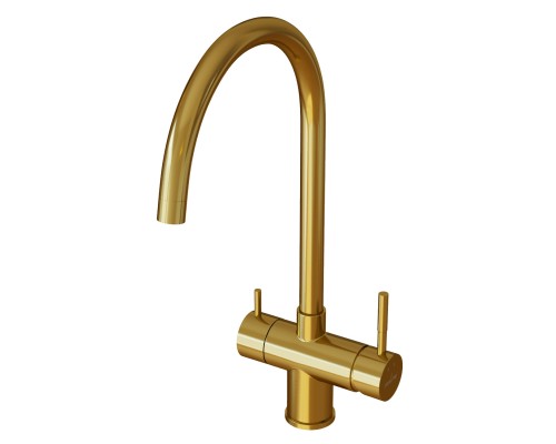 Смеситель для кухни 35k MIXLINE MLSS-0326G трубчатый излив, подкл.к фильтру, ЗОЛОТО (553827)