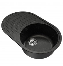 Мойка MIXLINE ML-GM16 овальная с крылом, черная 730*460*180мм (551926)