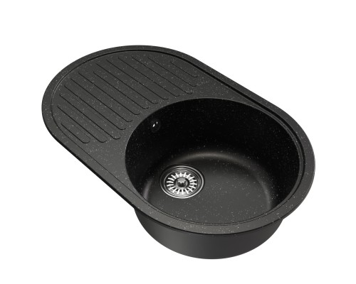 Мойка MIXLINE ML-GM16 овальная с крылом, черная 730*460*180мм (551926) Мойка MIXLINE ML-GM16 овальная с крылом, черная 730*460*180мм (551926)
