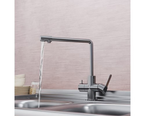 Смеситель для кухни 35k MIXLINE MLSS-03201 серый подкл.к фильтру (543620)