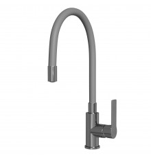 Смеситель для кухни 35к MIXLINE ML35-093 "Kitchen Line" гибкий излив, б/отв, боковая, серый (553226)