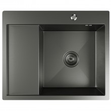 Кухонная мойка 60х50  прав. вып 3 1/2  MIXLINE PRO 20см с сифоном черный графит (552929)