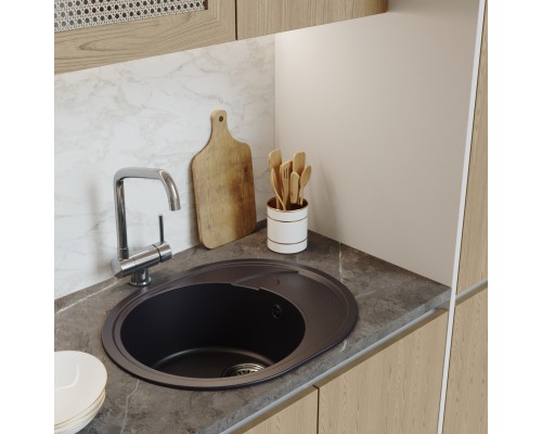 Мойка MIXLINE ML-GM17 овальная с крылом, шоколад, 580*470*180мм NEW (551947) Мойка MIXLINE ML-GM17 овальная с крылом, шоколад, 580*470*180мм NEW (551947)