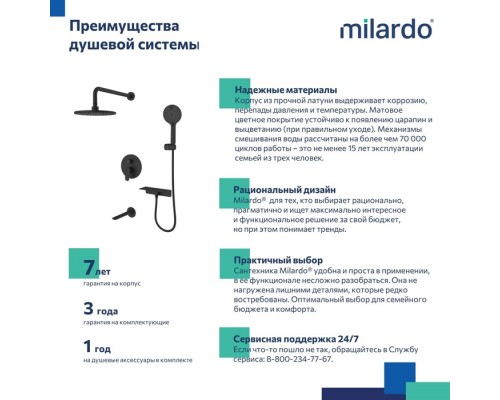 Душевая система скрытого монтажа с тропическим душем, ручным душем и изливом Milardo Rora (RORBL03M68) Душевая система скрытого монтажа с тропическим душем, ручным душем и изливом Milardo Rora (RORBL03M68)