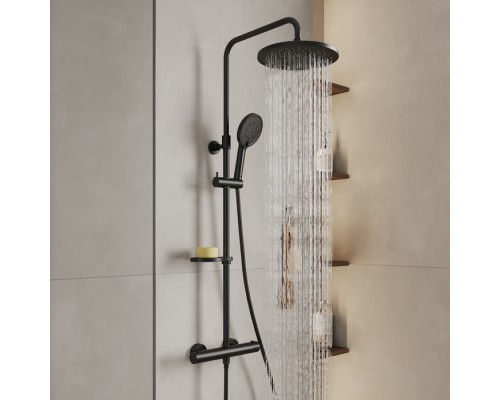 Смеситель термостатический для душа со стойкой и тропической лейкой Milardo Ideal Spa (ILSBLTHM89)