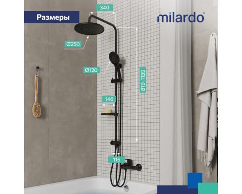 Душевой гарнитур с тропической лейкой Milardo Ideal Spa (ILSBL3FM76)