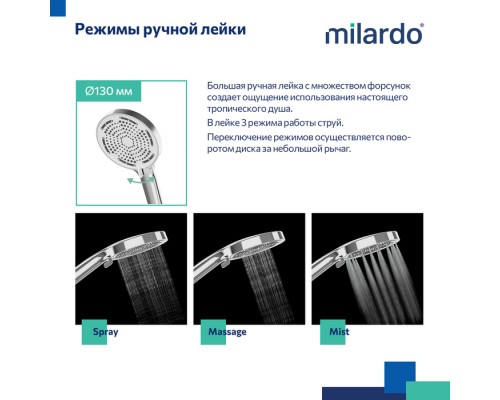 Душевой гарнитур со штангой Milardo Ideal Spa (ILS3C70M16) Душевой гарнитур со штангой Milardo Ideal Spa (ILS3C70M16)
