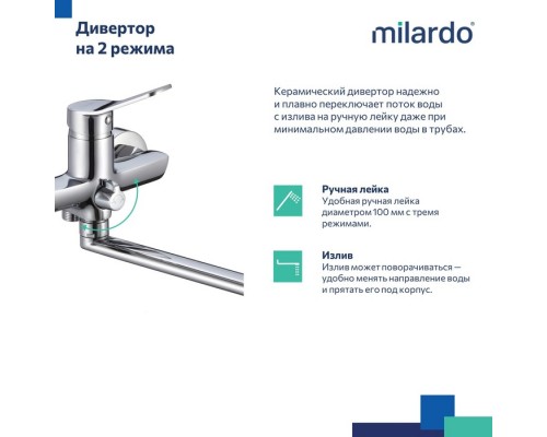 Смеситель для ванны с длинным изливом, глянцевый хром, Enjoy, Milardo, (ENJSB00M10) Смеситель для ванны с длинным изливом, глянцевый хром, Enjoy, Milardo, (ENJSB00M10)