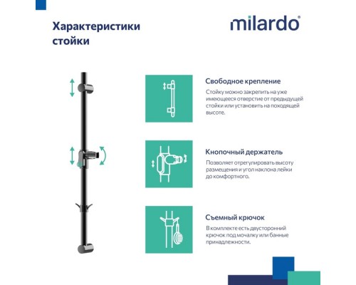 Стойка для душа Milardo Ideal Spa черная матовая (ILS70B0M17)