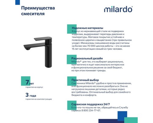 Смеситель для умывальника Milardo Maze чёрный матовый (MAZBL00M01) Смеситель для умывальника Milardo Maze чёрный матовый (MAZBL00M01)