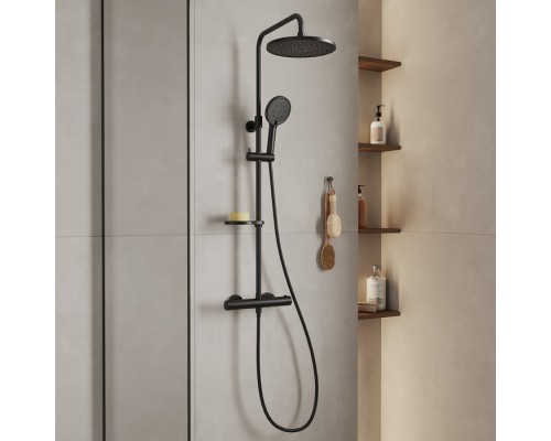 Смеситель термостатический для душа со стойкой и тропической лейкой Milardo Ideal Spa (ILSBLTHM89)