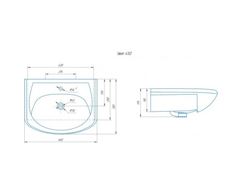 УМЫВАЛЬНИК RUNO мебельный Rosa Уют 45 (00000000151)