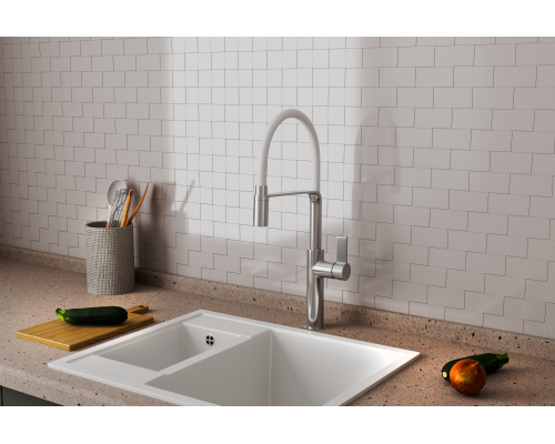 Смеситель для кухонной мойки с гибким изливом RUSH (MS9035-35White) Смеситель для кухонной мойки с гибким изливом RUSH (MS9035-35White)