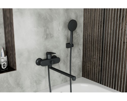 Смеситель для ванны с длинным поворотным изливом RUSH Nevis (NE1735-51Black) Смеситель для ванны с длинным поворотным изливом RUSH Nevis (NE1735-51Black)
