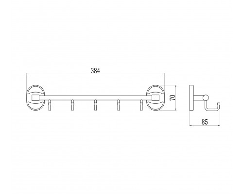 Планка с крючками (5 крючков) Savol S-008205-1 Планка с крючками (5 крючков) Savol S-008205-1