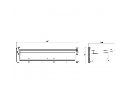 Полка для полотенец откидная 60 см Savol S-005099H