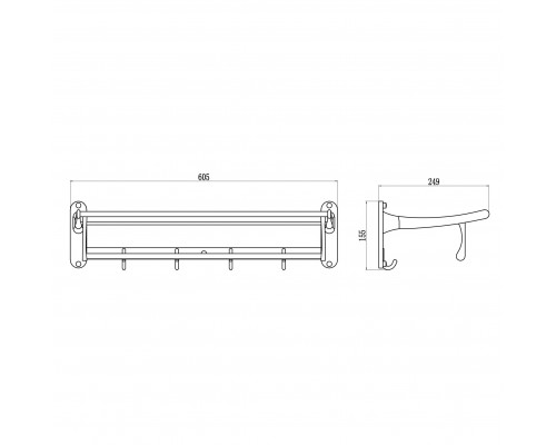 Полка для полотенец откидная 60 см Savol S-005099